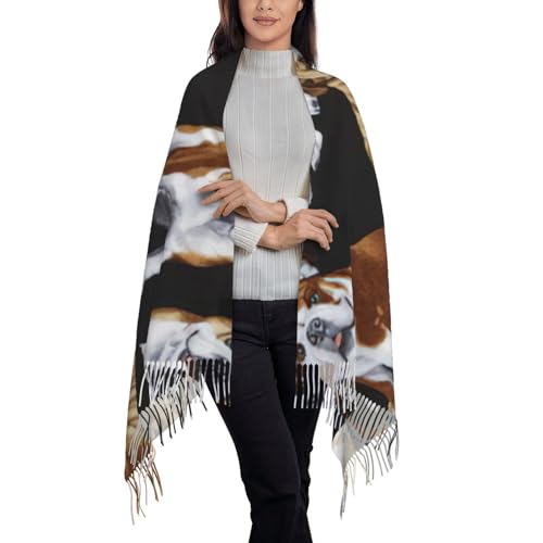 English Bulldogs Print Winter Scarf for Women Shawl Cashmere Feel Tassel Fashions Large Shawl wraps2