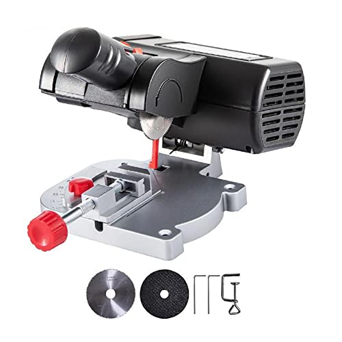 Mini Sega Da Taglio 90W Regolabile A 45° - Troncatrice Da Tavolo, 7800 Giri/min, Per Legno, Plastica, Metallo, Dimensioni 25x14x15 Cm