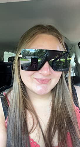 FEISEDY Flat Top Oversized Shield Sunglasses Women Men Square Fashion Rimless Shades UV400 B27842