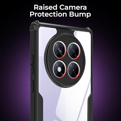 Image of A rtistque Clear Hard Transparent Acrylic Armor Anti-Drop Shockproof TPU Edge Back Cover Case for Redmi Note 14 Pro - Black