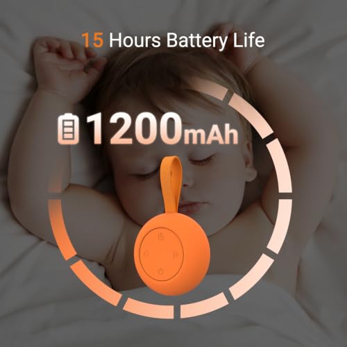 Image of Portable Baby Sound Machine [White Noise for Babies Kids Adults][Timer Function][20 Soothing Sounds] 15 Hours Battery Life, Travel,Registry Gift,Shower,Clips on Baby Stroller.Orange