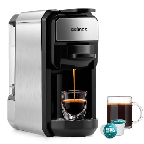 CUSIMAX Single Serve Coffee Machine for K Cup and Nespresso Pods, Fast Brew One Cup Coffee Maker, Customizable Brewing Sizes, Stainless Steel Espresso Machine with 20oz Remevable Water Tank CUSIMAX Single Serve Coffee Machine for K Cup and Nespresso Pods, Fast Brew One Cup Coffee Maker, Customizable Brewing Sizes, Stainless Steel Espresso Machine with 20oz Remevable Water Tank