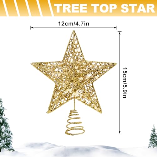 Estrella pequeña para árbol de Navidad KEYIDO dorada de 15 cm para adornos navideños 3