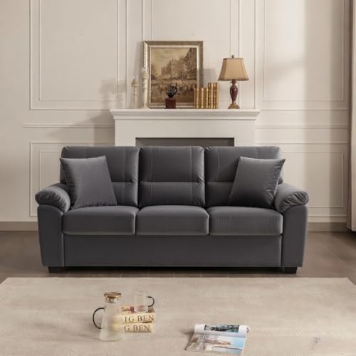 Image of Anderson Sofa Set for Living Room | Sectional Sofas | Premium Leather Sofa for Home Office | Leather Sofa Set | Leatherette Sofa (Dark Grey Fabric, 3+1+1 Seater)