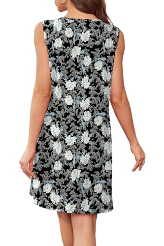 Image of BKRIVE Womens Lightweight Sleeveless Summer Dresses | Lace Yoke Neckline, Figure-Flattering for All Shapes - Ideal Beach Cover-Up & Hot-Weather Travel Essential