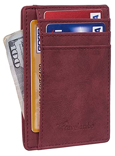 Image of Travelambo Slim Wallet Front Pocket Minimalist Leather RFID Blocking Medium Size