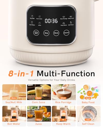 50oz Nut Milk Maker Machine(Stainless Steel) Blender, 8-in-1 Automatic Soy Milk Maker for Vegan, Homemade Almond/Coconut/Oat Plant-Based Milk with 18H Delay Start,4H Keep Warm, Self-Clean& Boil Water image 3