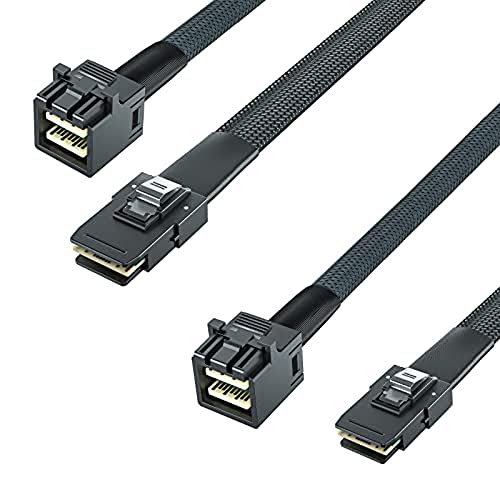 10Gtek [2 Pack] Cavo Interno Mini SAS HD SFF-8643 a Mini SAS SFF-8087 0.5-Metro, SFF-8643 to SFF-8087 Mini SAS Cable, Pieghevole, Flessibile, 2pcs