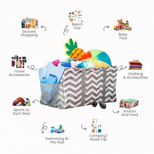 Image of Extra Large Utility Tote Bag - Oversized Collapsible Pool Beach Canvas Basket