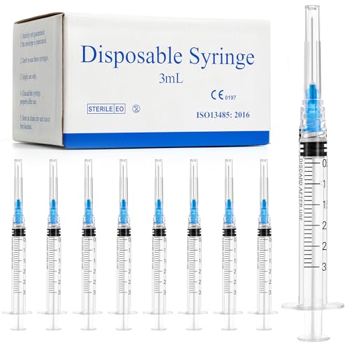 100 Pack Plastic Tube Lab Dispensing Tools 3ml Syringes with 23G 25MM Individually Packaged Lab Syringe for Refilling and Measuring Liquids Scientific Labs Experiment