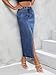 Women's High Waist Stretch Maxi Denim Skirt Front Split Frayed Raw Hem A line Casual Long Jean Skirt (US, Alpha, Medium, Regular, Regular, 9010Dark Blue)
