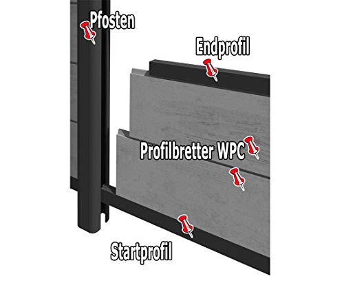 bambus-discount.com Einzelbrett für WPC Sichtschutzzaun anthrazit mit 15 x 2 x 178cm - Einzelprofil Brett WPC-Profil – Bild 6
