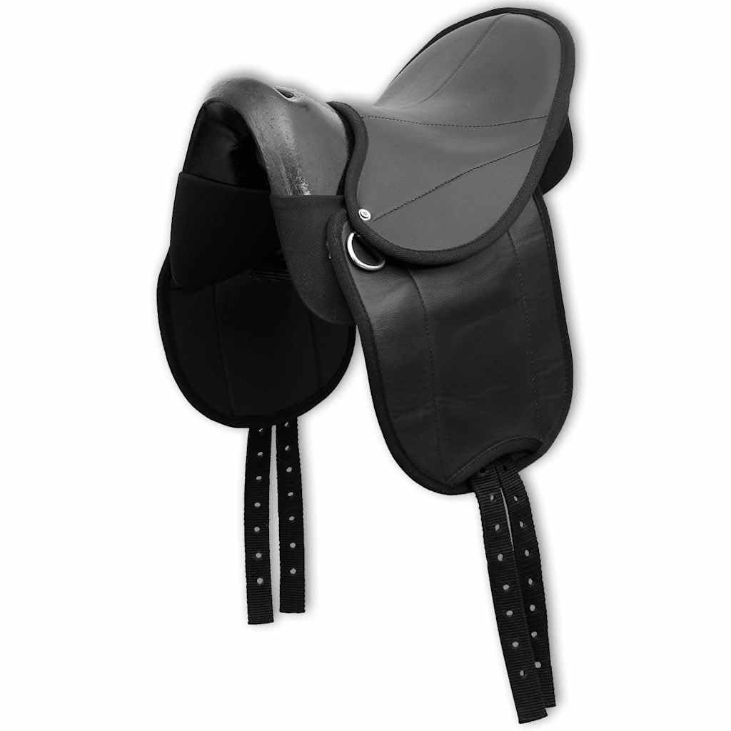 Set di sella per pony, 25,4 cm, colore nero, con coprisella imbottito, staffa, cintura e supporto per staffe, imbottita ergonomica, per una comoda equitazione su pony, ideale per il tempo
