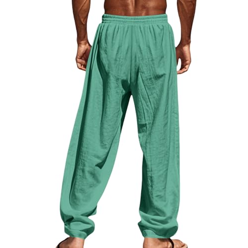 Xiaojmake Men's Linen Pants Beach Casual Summer Spring Lightweight Elastic Waist Drawstring Gauze Pants with Deep Pockets3