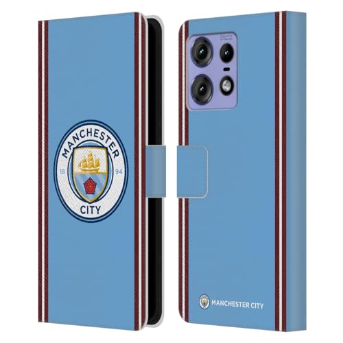Head Case Designs Officially Licensed Manchester City Man City FC Home 2022/23 Badge Kit Leather Book Wallet Case Cover Compatible with Motorola Edge 50 Pro