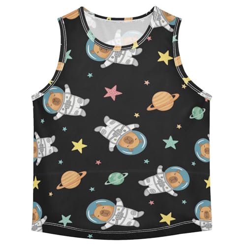 J JOYSAY Capybara Astronaut Star Boys Tank Top Sleeveless Muscle Shirts Quick Dry Workout Active Sport Kids T-Shirts 3-15T
