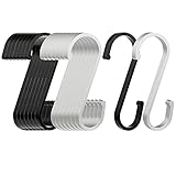 【Sichere und Stabile】Der S Haken mit glatter Oberfläche, sodass Sie sich keine Sorgen machen müssen, Ihre Hände oder Gegenstände zu kratzen. das runde design an beiden enden sorgt für einen sicheren Halt der gegenstände, ohne zu fallen. 5mm dicke haken für starkes hängen.