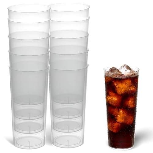 CHEFZOCO Vasos de Tubo Plástico Duro, vasos para Cubata, Cerveza, Refrescos, Reutilizables y Reciclables, Apto para fiestas, bodas, Despedidas Soltera/o, Plástico duro, Capacidad 300 cc, Pack 10 vasos