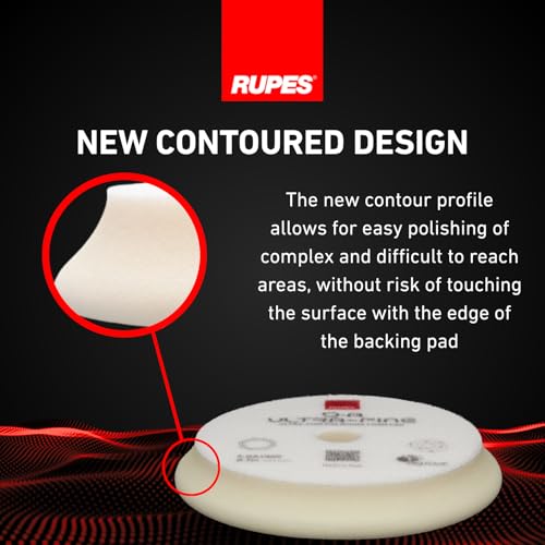 Image of RUPES 9.DA150S Pack of 24 White D-A Ultra-Fine Polishing Foam Pads 150mm | Ideal for Paint Correction & Gloss Enhancement | Extremely Fine Defect Removal | Compatible with 5 inch Backing Plate