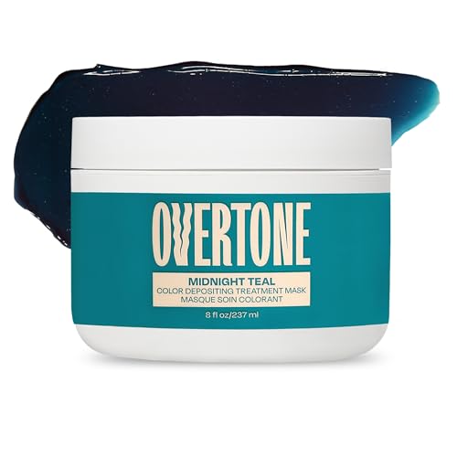 Image of Overtone Semi Permanent Hair Color Conditioner, Midnight Teal, 8 oz, Nourishing, Damage-Free, Color Depositing Mask for All Hair Types with Shea Butter & Coconut Oil, Vegan & Cruelty-Free