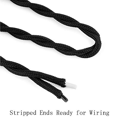 Creative Hobbies Lamp Cord W/ In-Inle Dimmer Switch And Plug, Stripped Ends Ready For Wiring -8.2 Foot Black Twist Cord #TOP2