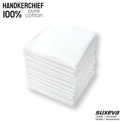 Image of Men's 12pcs 100% Cotton Checkered Handkerchiefs Gift Box, 15.75 Inch Soft Breathable Absorbent Large Pocket Squares