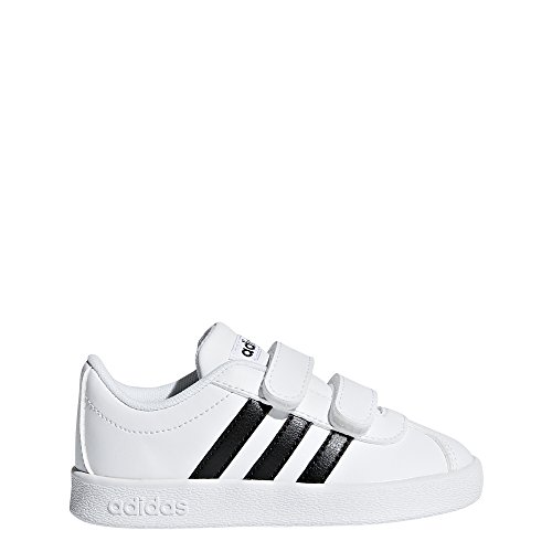 adidas Baby Unisex Vl Court 2.0 Cmf Skate Shoe, White Black White, 9 Toddler US