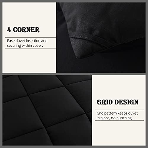 Whatsbedding Black Queen Comforter Set, Lightweight All Season Soft Down Alternative Bed Comforter, 3 Pieces Bedding Set With 2 Pillowcases, Queen Size, 88"X90" #TOP6