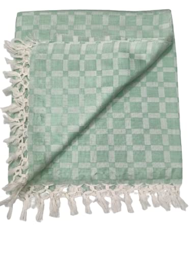 GMH Bhagalpuri Dobby Checks Dull Chadar/TopSheet/Comforter(Size- 250cm X 135cm) (Green)