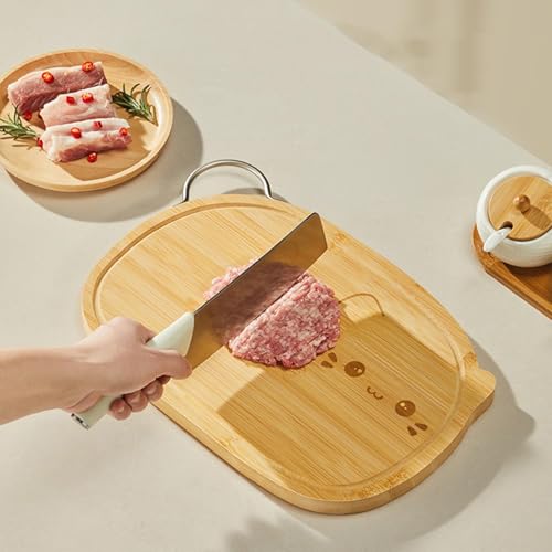 Tabla de cortar de madera, bloque de corte de doble lado con asa 3