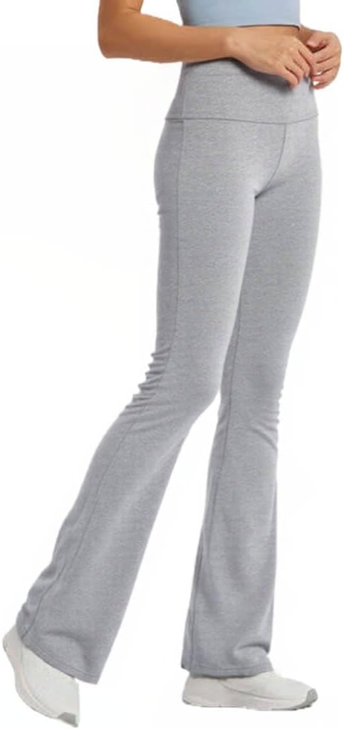 COUVER Women Cotton Bootcut Wide Waist-Band Workout Bootleg Yoga Pants - Image 3
