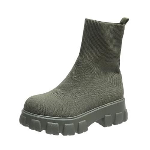 Womens Platform Sock Ankle Boots,Women's Platform Lug Sole Ankle Boots Chunky Heel,Elastic Knit Slip On Booties Shoes