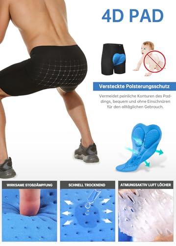 Foto von Cycorld MTB Hose-Kurz-Herren-Fahrradhose-Gepolstert, Schnelltrocknende MTB Shorts Radlerhose Atmungsaktiv Radhose Herren Kurz mit Verstellbaren Klettverschlüssen(Schwarz, XXL)