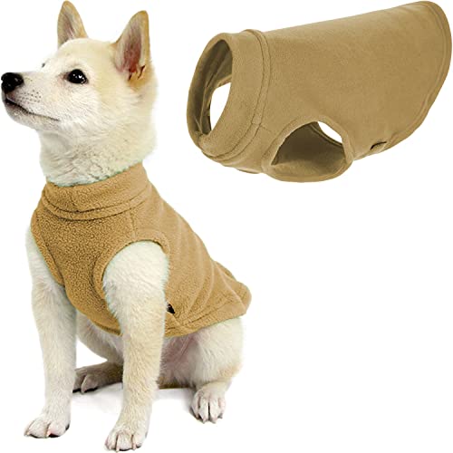 Gooby - Stretch Fleece Vest Pullover Fleece Vest Jacket Sweater for Dogs Sand Small