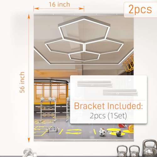 Home Gym Mirror, 2Pack 56X16 Inch Wall Mounted Large Frameless Tempered Glass Mirror, Idea for Gym, Yoga, Bedroom, Dance Studio, Living Room