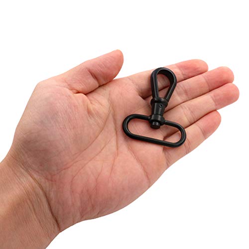 BIKICOCO 1-1/2'' Swivel Trigger Round Head Snap Hook Lobster Claw Clasp Spring Loaded Clip, Black - Pack of 10