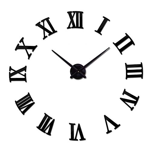 Horloge murale 3D miroir grand format pour salon moderne design créatif