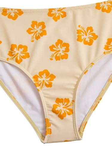 Image of RoseSeek Girl's 2 Piece Cherry Print Swimwear Ruffle Trim Ruched Bathing Suits Cute Swimsuits