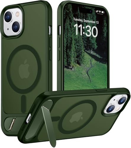 Image of Magnetic Compatible with iPhone 15 Case, [Built-in Invisible Kickstand][Compatible with MagSafe] [Military Grade Shockproof] Slim Translucent Matte Phone Case for iPhone 15 6.1 inch