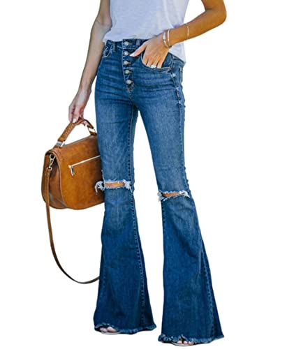 Sexyshine Women's Bell Bottom Jeans High Waisted Classic Retro
