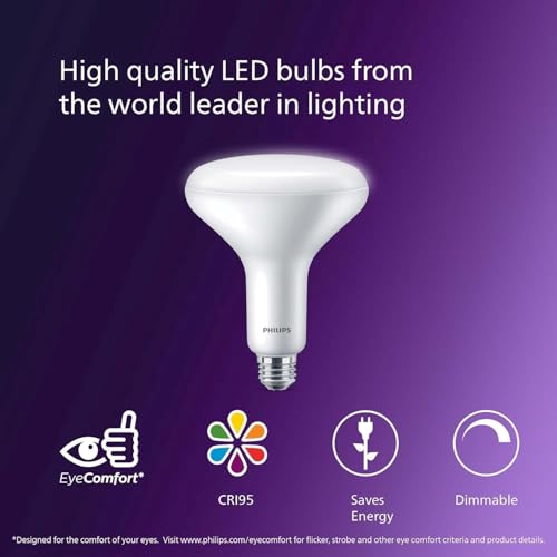 PHILIPS LED 65W BR40 4-Pack Ultra Definition Soft White (2700K) 800 Lumen (10W = 65W) Dimmable Frosted Flicker-Free Light Bulbs by Philips LED - Image 2