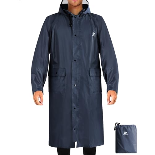 ANYOO Unisex Impermeable Ligero Portátil Con Capucha Poncho de Lluvia Compacto Reutilizable con Mangas para Mochilero Senderismo Acampar Al Aire Libre, Talla única, Gris