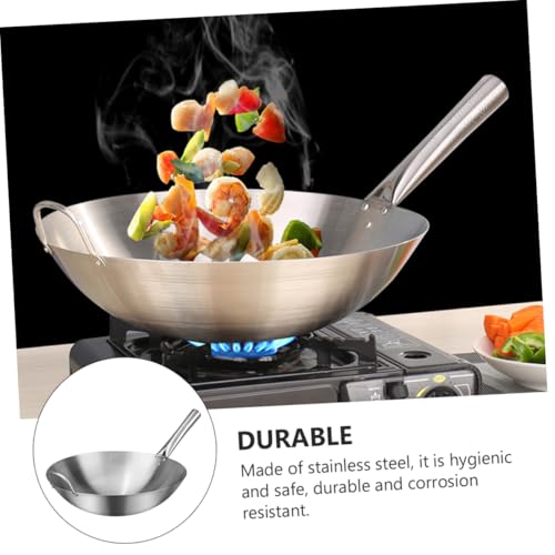 Wok con fondo redondo de acero inoxidable antiadherente miniatura 4