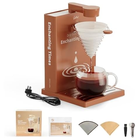 RECAFIMIL Electric Pour Over Coffee Machine Automatic,One Button Press Drip Electric Coffee Maker with Elegant Design for Car Camping Hiking Outdoors Portable Use,10oz 400W Americano Dripper (Grown) Cover