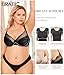 BRABIC Minimizer Bras for Women Full Coverage Unlined Black Lace Bra with Underwire Lifting Support for Large Bust (36C, Black)