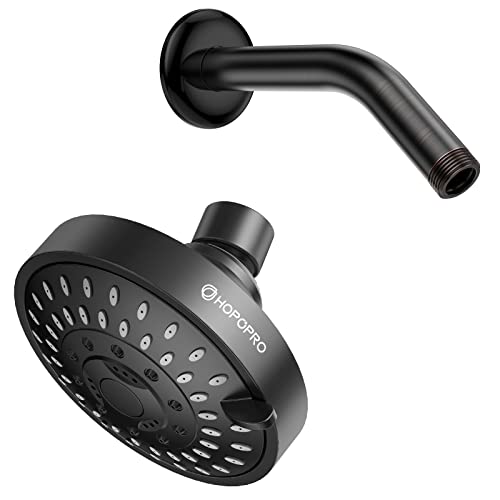 HOPOPRO NBC News Consumer Reports TODAY TV Show Recommended Shower Brand, 5-Mode High Pressure Shower Head and Shower Arm for Healthy Luxury Shower Experience Even at Low Water Flow - Black