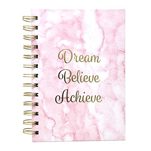 The Leonardo Collection Marble Notebook Dream Achieve Pink | Stylish Writing Pad For Daily Notes & Journaling | Practical Notepad For Home School & Office | Elegant Stationery Gift For Women & Men