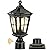 XANGQAN Dusk to Dawn Post Lights Hardwired 120V with Pier Mount Base, Anti-Rust Outdoor Pole Lantern Light Fixture with Water Ripple Glass, Outside Black Aluminum Exterior Lamp for Patio