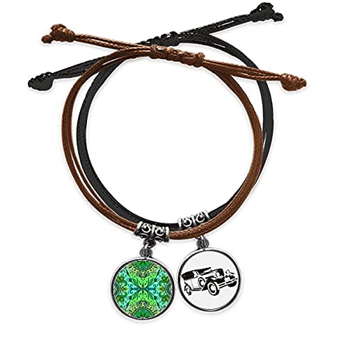 Bracelet corde main cuir robuste style européen anti-usure motifs fleurs