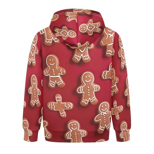 Kids Hoodies Sweaters Christmas Gingerbread Hooded Sweatshirts with Big Pockets for Boys Girls B04000192